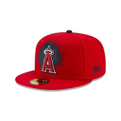 Red Los Angeles Angels Hat - New Era MLB Drip Front 59FIFTY Fitted Caps USA7435619